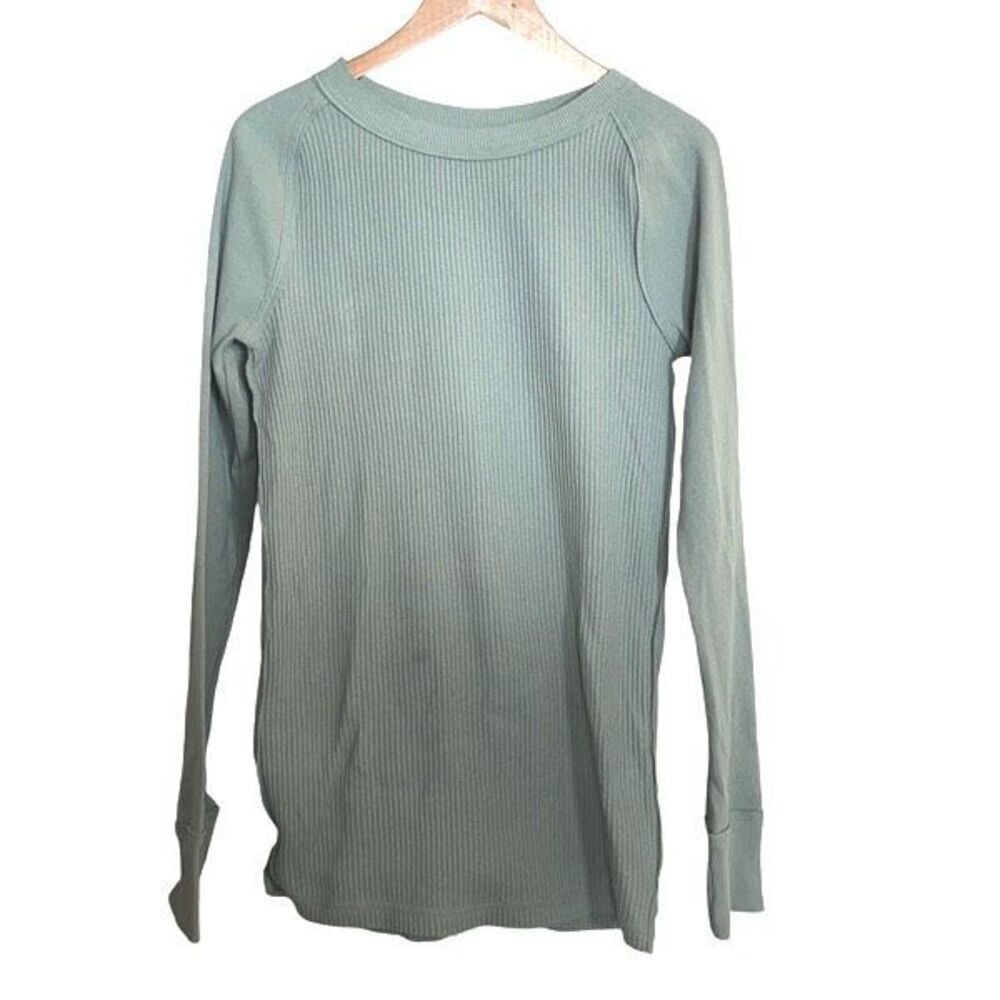 We The Free Thermal Crewneck Thumbhole Top Shirt Jersey Sage Green Size Medium N